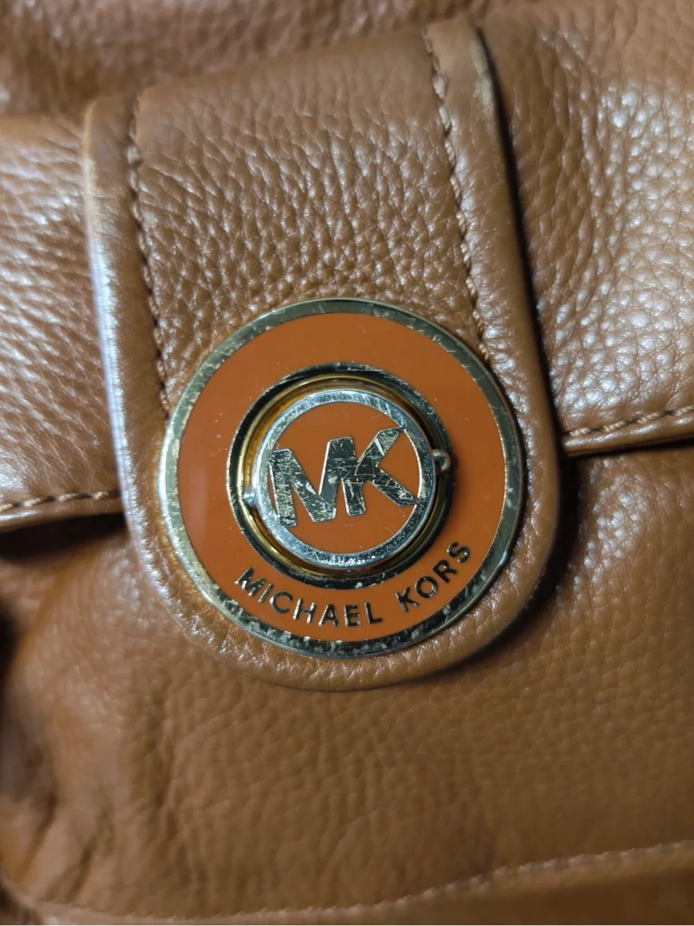 Michael Kors Cognac Pebbled Leather Satchel